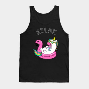 Relaxing Unicorn funny Chilling in Pool Tank Top